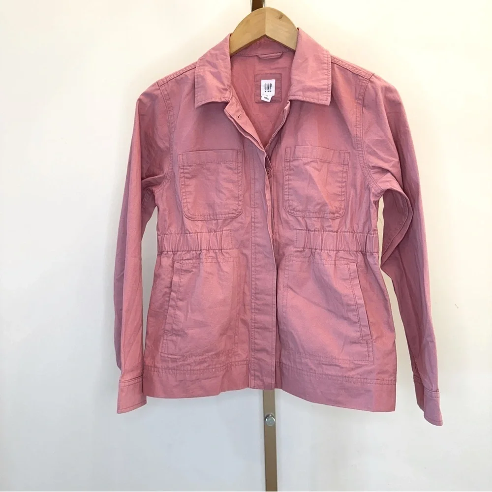 GAP Kids Girls Pink Utility Jacket XL 12-13 Years Mid-Length Casual Cotton
